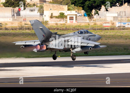 Royal Air Force Panavia Tornado GR4 [ZA370] departing after participating in the static display of 25th Malta International Airshow.