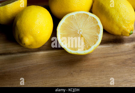 closeup photo of ripe yellow lemons Stock Photo