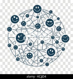 Logo spreading smiles all over the world, Silhouette, icon in a linear style Stock Vector