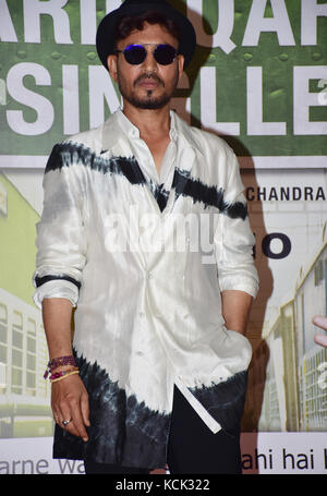 Mumbai, India. 06 October, 2017. Bollywood  Actor Irrfan Khan at the trailer launch event of his upcoming Hindi film  'Qarib Qarib Singlle” at PVR cinema, juhu in Mumbai. Credit: Azhar Khan/Alamy Live News Stock Photo