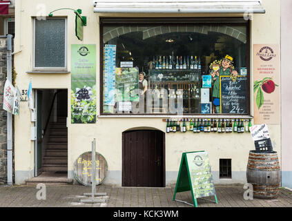 A wine shop in the town of Zell on the river Moselle in Germany Stock Photo
