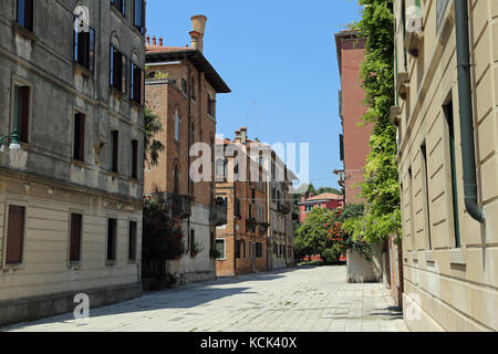 many houses and squares in the island of Saint Elena in Venice Italy Stock Photo