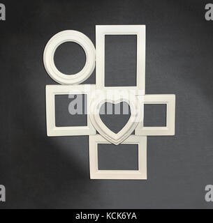 Retro white frames collage on gray background Stock Photo