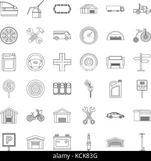 Towing icons set, outline style Stock Vector