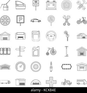 Gate icons set, outline style Stock Vector