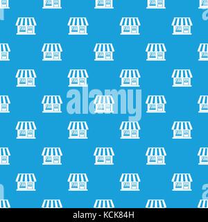 Shop pattern seamless blue Stock Vector