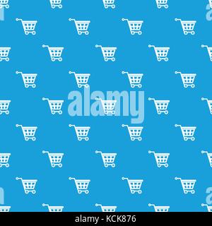 Basket on wheels pattern seamless blue Stock Vector