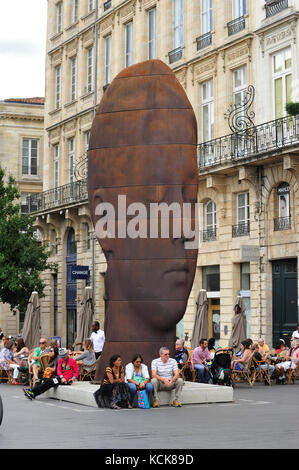 Sanna sculpture by Jaune Plensa, Place de la Comedie, Bordeaux, Gironde Department, Aquitaine, France Stock Photo