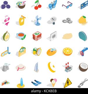 Butterfly icons set, isometric style Stock Vector