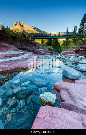Bridge over Red Rock Canyon in Waterton Lakes National Park, Alberta, Canada