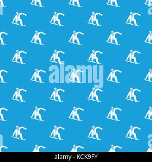 Snowboarder pattern seamless blue Stock Vector
