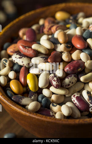 Heap of Assorted Mixed Organic Dry Beans in a Bowl Stock Photo