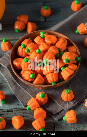 Sweet Festive Pumpkin Candy Corn for Halloween Stock Photo