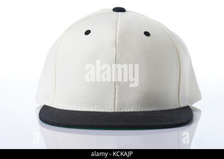 Front view of white baseball cap isolated on white background Stock Photo