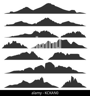 Mountain silhouette. Rocky range landscape shape. Hiking mou