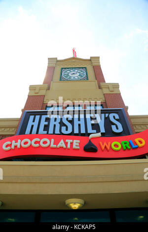 Sign over the entrance of Hershey's Chocolate World.Hershey,Pennsylvania,USA Stock Photo