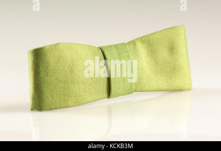 green rectangular tie-bow with reflection on a white background isolated Stock Photo