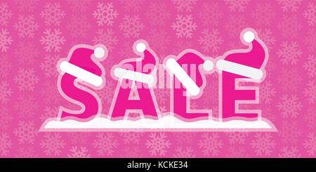 Christmas sale Illustration with snow and Santa Claus hats Stock Vector