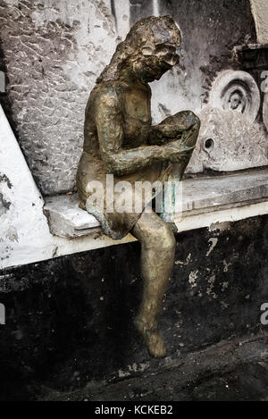 small bronze statue of little girl Ghent Belgium Stock Photo