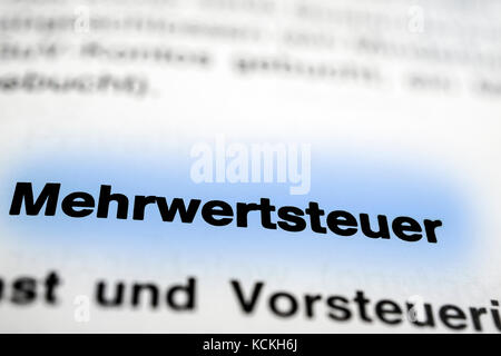 Text on page Value Added Tax highlight horizontal closeup Stock Photo