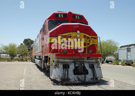 Sante Fe locomotive on display at The Western American Railroad Museum, Barstow, California, USA Stock Photo