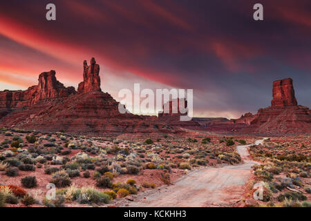Valley of the Gods at sunset, Utah, USA Stock Photo