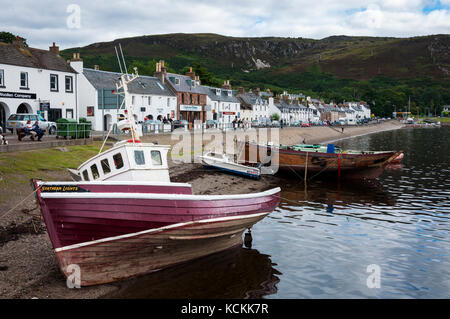 Ullapool, Scotland - August 15, 2010: View of the village of Ullapool in the Highlands in Scotland, United Kingdom Stock Photo