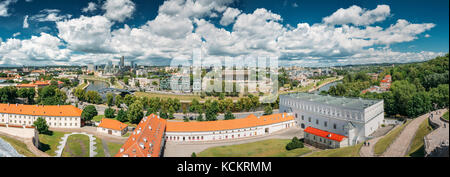 Vilnius, Lithuania  - July 5, 2016: Panorama Cityscape Modern City And Part Of Old Town. New Arsenal, Foundation Of Church Of St. Ann And St. Barbara, Stock Photo
