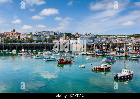 Harbor and Skyline of Saint Peter Port, Guernsey, Channel Islands, UK Stock Photo