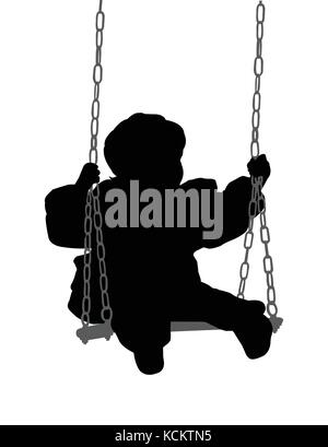 child swinging silhouette - vector Stock Vector