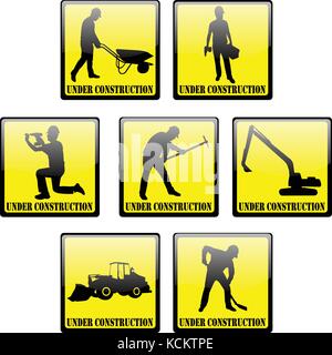 under construction signs collection Stock Vector