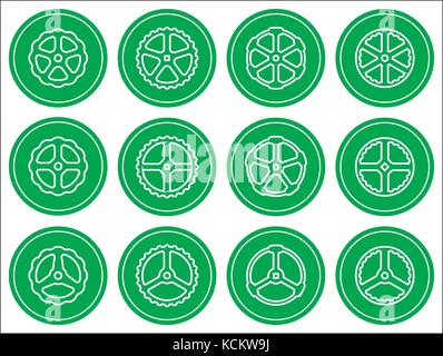 Hand wheel icons. Vector illustration for adjustment and operation Stock Vector