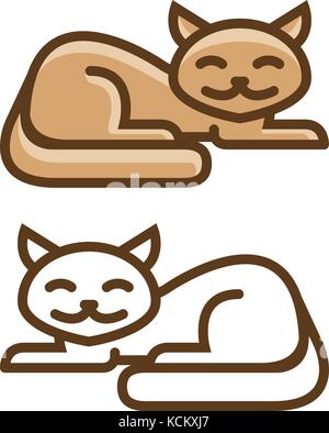 Cute cat, kitty icon or symbol. Pet shop logo. Vector illustration Stock Vector