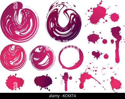 ine stains set for your designs. Color texture red wine or rose wine. Vecto Stock Vector