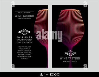 Design template with modern illustration of wine glass	 Stock Vector