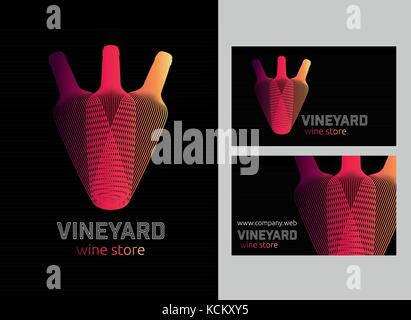 Design template with modern illustration of wine bottles Stock Vector