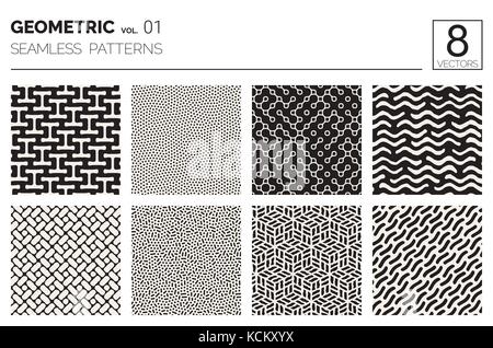 Minimal geometric seamless patterns set Stock Vector