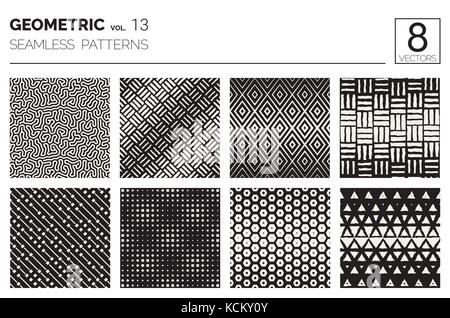 Minimal geometric seamless patterns set Stock Vector