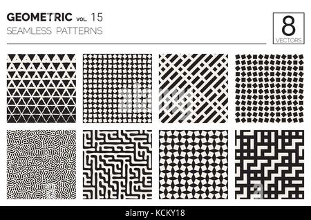 Minimal geometric seamless patterns set Stock Vector