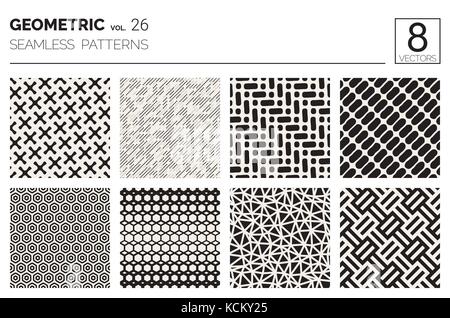 Minimal geometric seamless patterns set Stock Vector