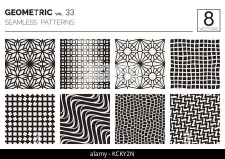 Minimal geometric seamless patterns set Stock Vector