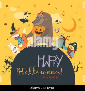Animals celebrating Halloween Stock Vector