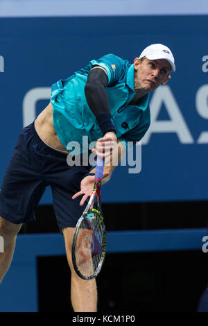 Kevin Anderson (RSA) competing in the Men's Semi-Finals at the 2017 US Open Tennis Championships. Stock Photo