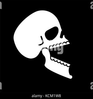 Skull open mouth isolated. Head of skeleton open lower jaw. Vector illustration Stock Vector