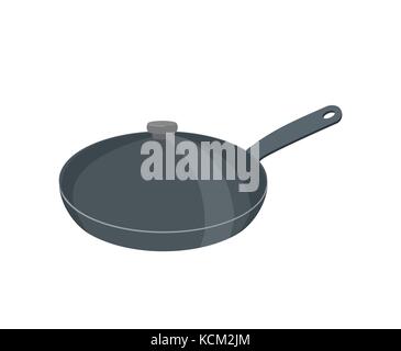Frying pan with lid. pan is closed with cover. Tableware vector illustration Stock Vector