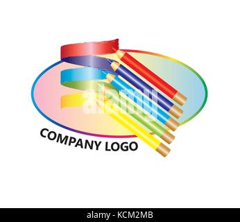 Set of color pencils on white background Stock Vector