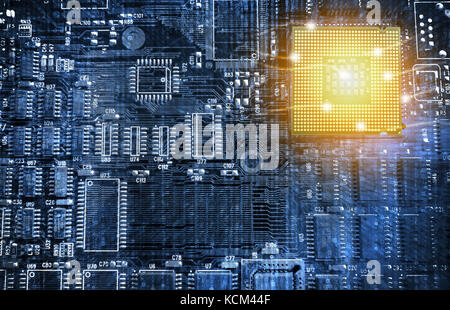 Machine learning , Deep learning and artificial intelligence concept. Ai cpu chipset processor brain connect with Electric circuits graphic and matrix Stock Photo
