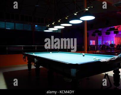 Russian billiards. Playing billiards in a nightclub Stock Photo