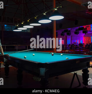 Russian billiards. Playing billiards in a nightclub Stock Photo