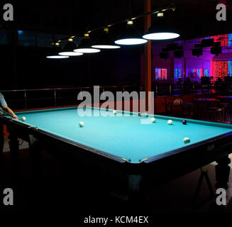 Russian billiards. Playing billiards in a nightclub Stock Photo